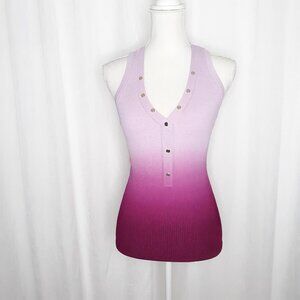 WHBM White House Black Market Pink Ombre V-Neck Shell